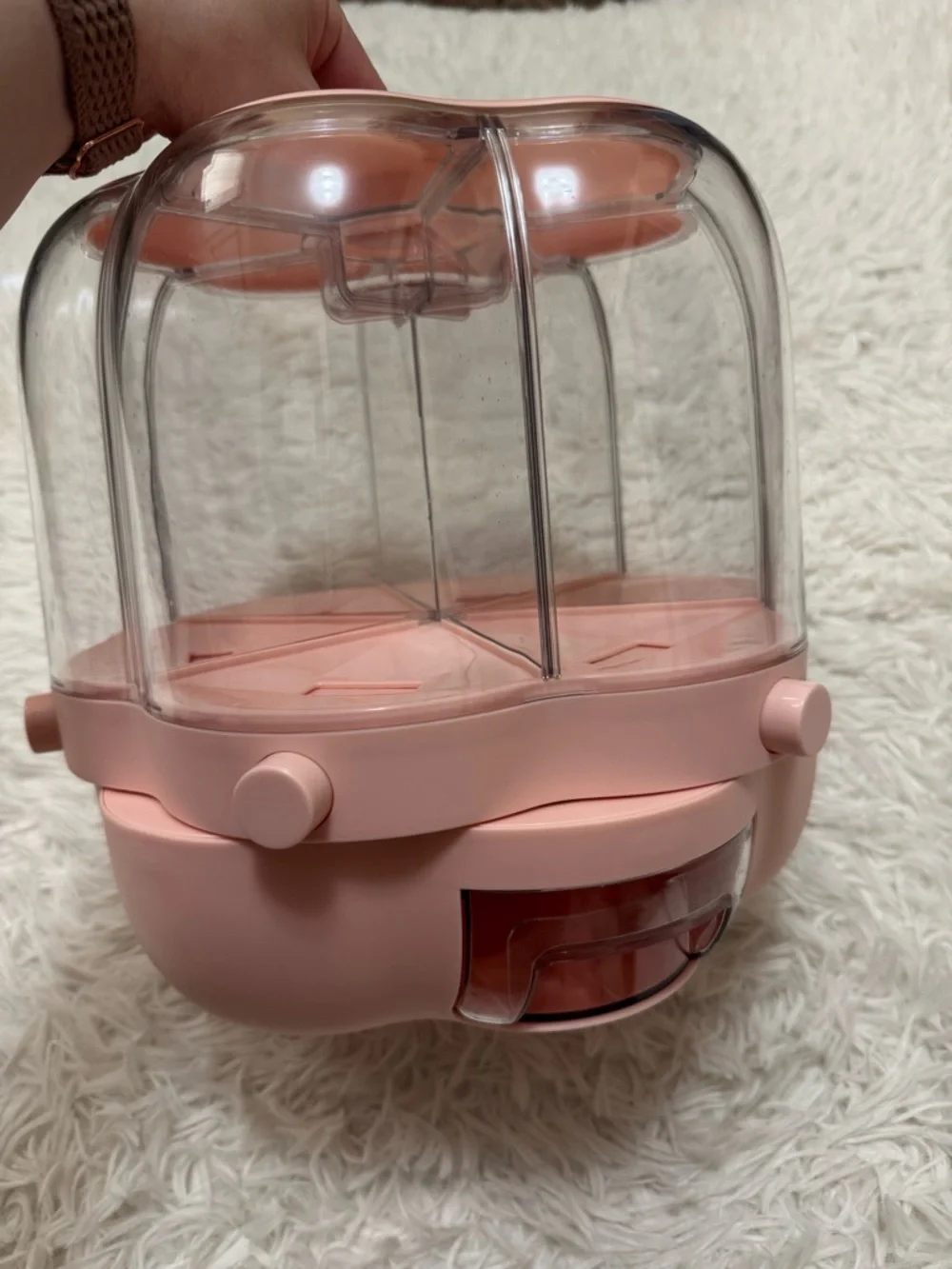 Pink Multi-Compartment Snack & Storage Server Pink Food Dispenser Snack Storage
